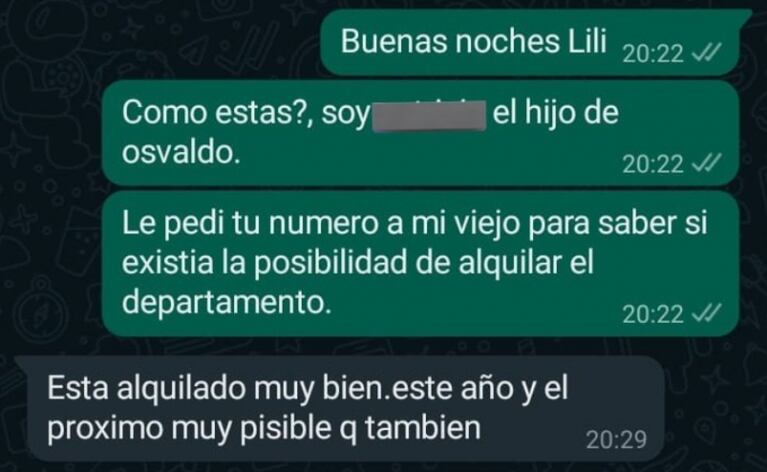 Preguntó por un alquiler y la dueña lo insultó por error: el chat