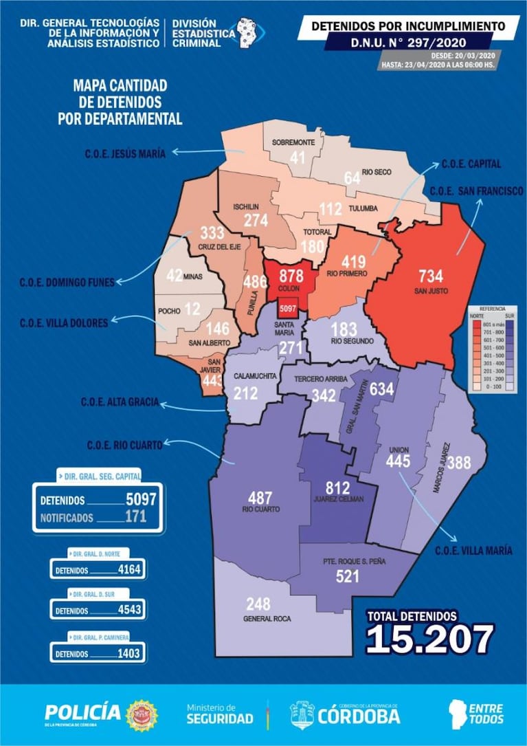 Preocupación en Córdoba: ya son más de 15.000 los detenidos por violar el aislamiento