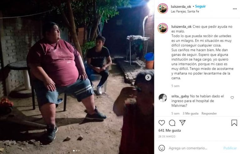 Preocupación por Luisito de Cuestión de Peso: superó los 300 kilos y tiene miedo de morir
