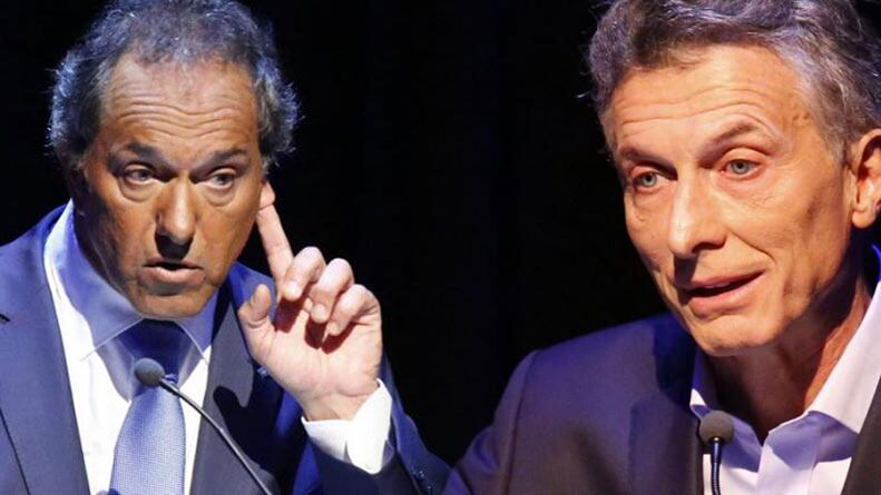 Primer debate presidencial entre Scioli y Macri.
