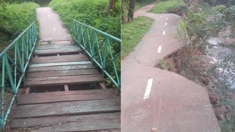 Puentes en mal estado y ciclovías peligrosas en el Parque de la Vida