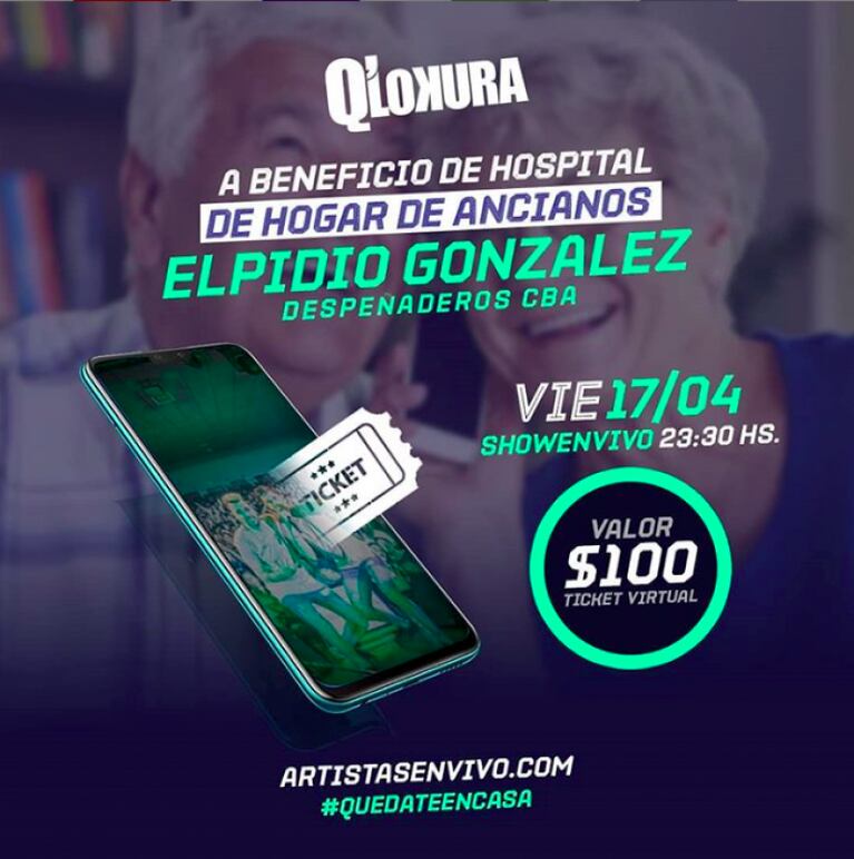 Q'Lokura hará un baile virtual a beneficio de un geriátrico