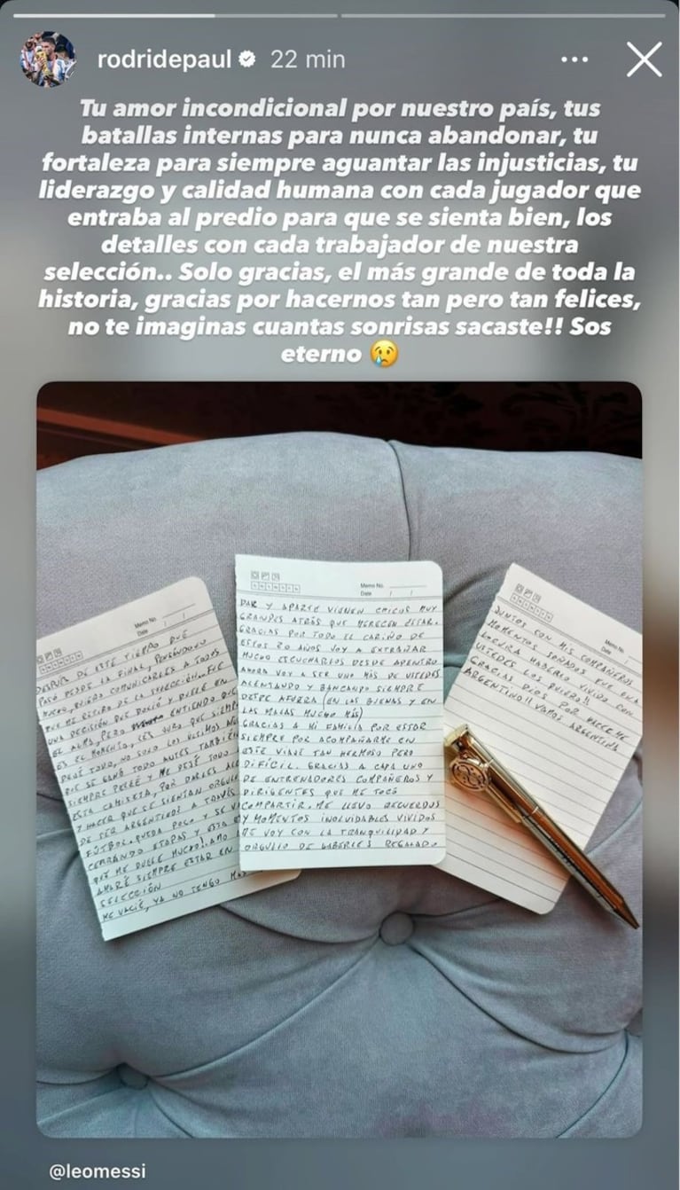 Qué le dijeron De Paul y sus compañeros: las emotivas despedidas a Messi tras su retiro de la Selección