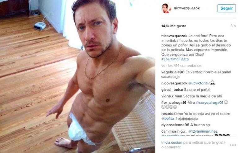 ¿Qué le pasó? La foto de Nico Vázquez tapado con un pañal