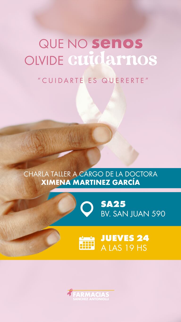 “Que no SENOS olvide cuidarnos”: charla taller gratuita sobre cáncer de mama en Córdoba