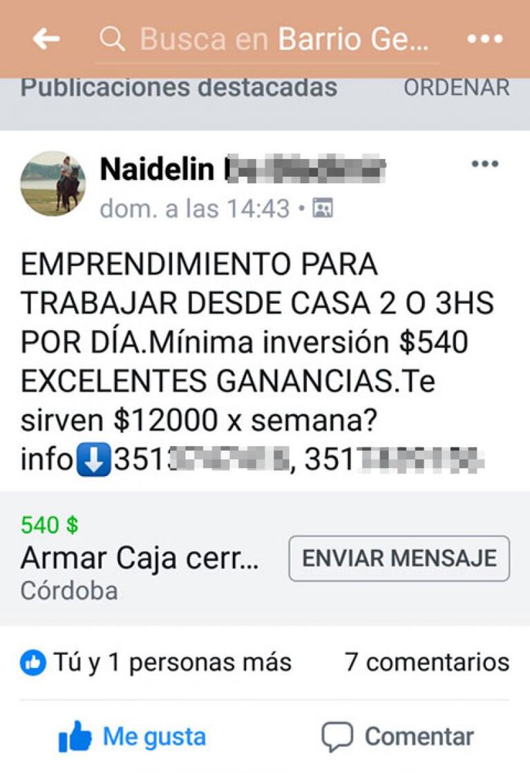  “¿Querés trabajar desde tu casa y ganar mucho dinero?”: una cordobesa cayó en la estafa por Facebook