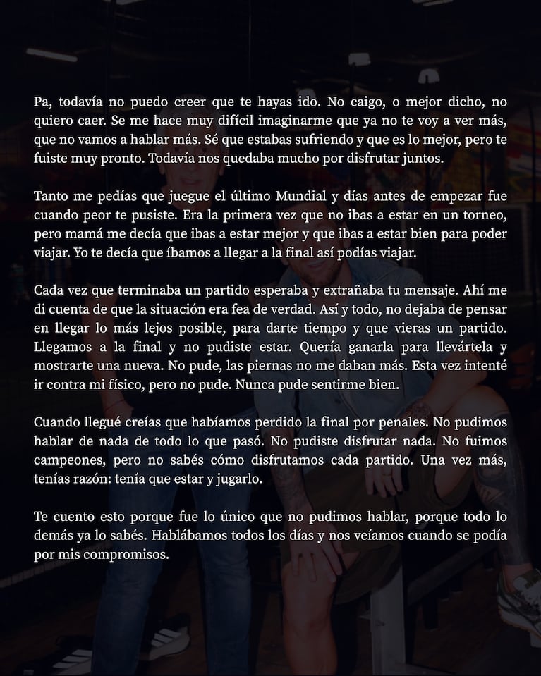 “Quería llevártela”: en su carta al padre, Messi habló sobre la final y reveló que “las piernas no daban más”