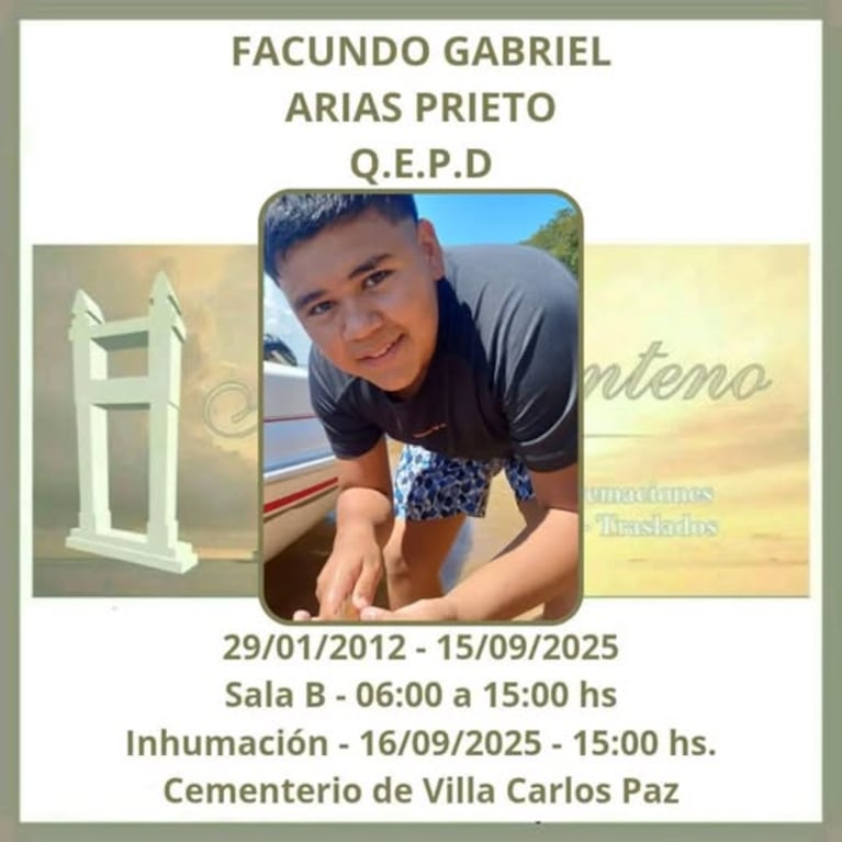 Quién era el alumno de 13 años que murió en una clase de educación física en Carlos Paz