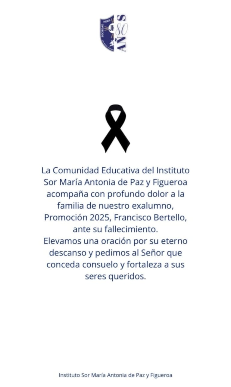 Quiénes eran los jóvenes de 17 y 18 años que murieron tras chocar contra un árbol en Córdoba