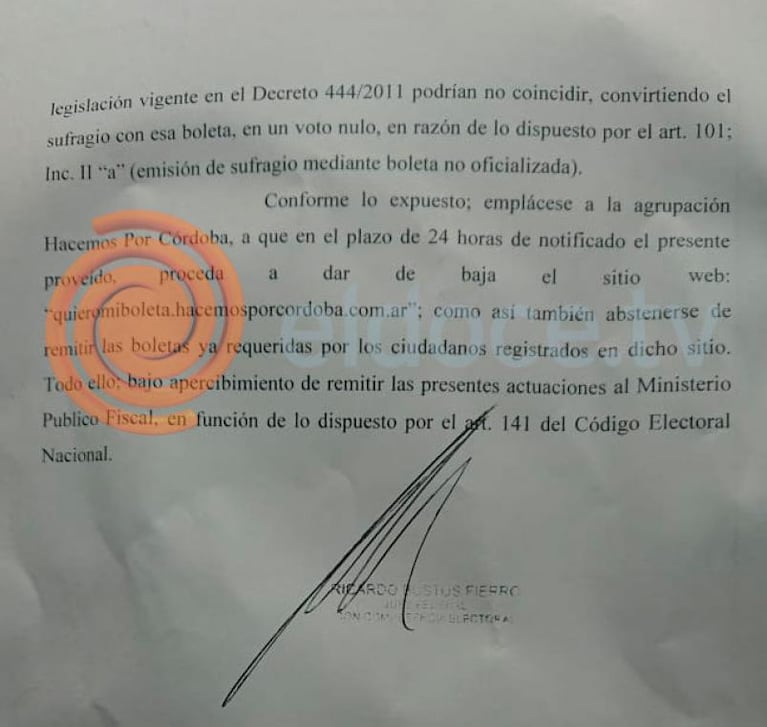 Quiero mi boleta: la Justicia ordenó a Hacemos por Córdoba dar de baja la web