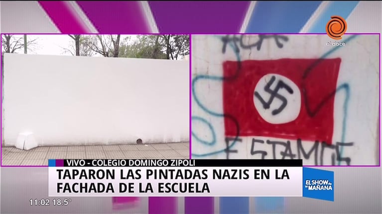 Quitan pintada nazi de un colegio