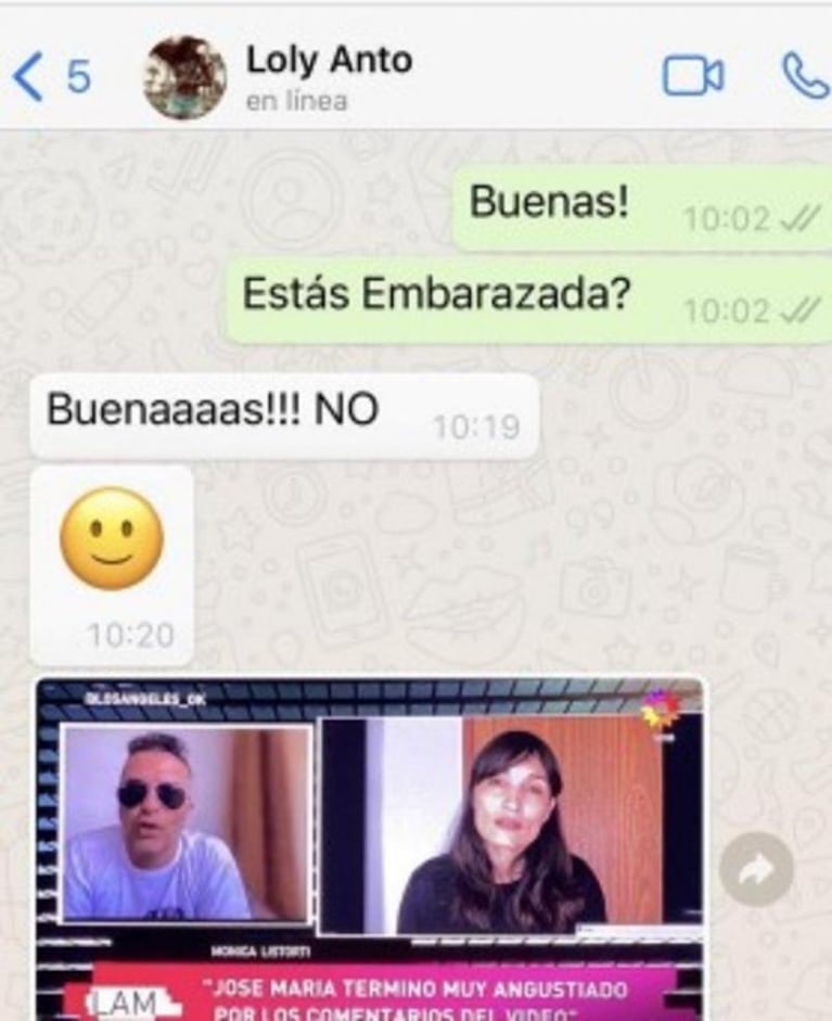 Reapareció Loly Antoniale y habló de los rumores de embarazo