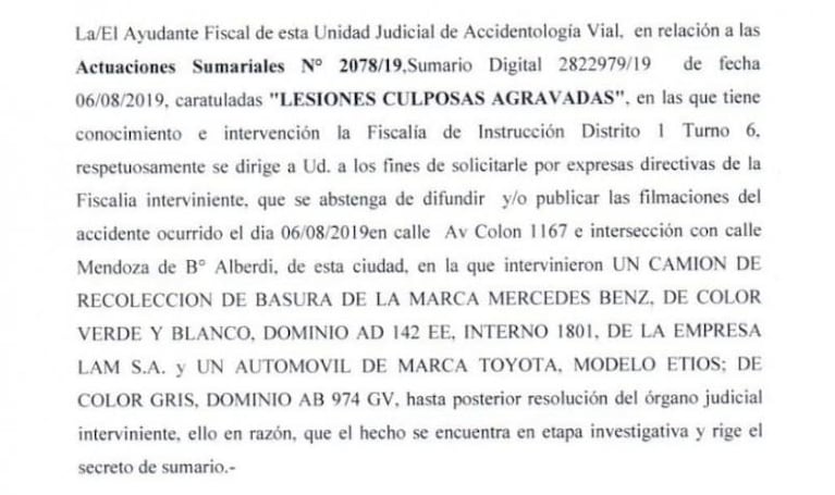 Rechazan la orden judicial de prohibir la difusión del video del recolector atropellado