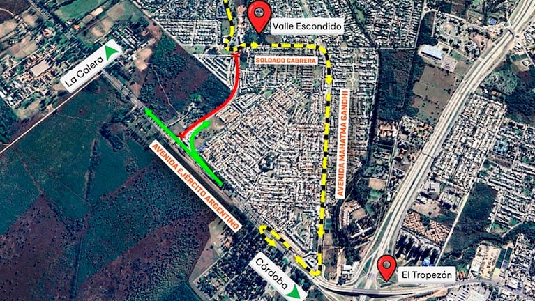 Redireccionan el tránsito en Valle Escondido por obras: el sector afectado