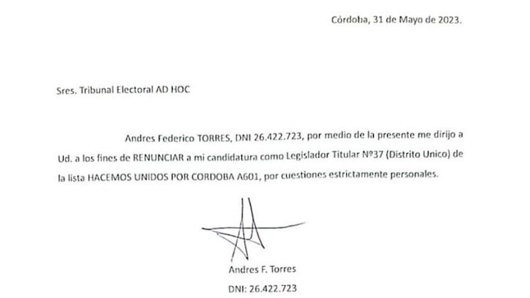 Renunció como candidato de Hacemos Unidos por Córdoba un barra de La Fiel con graves antecedentes