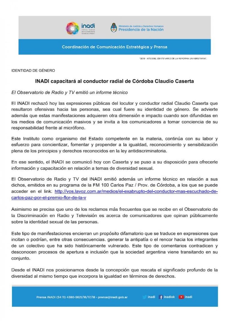 Repudiaron la declaración homofóbica de un locutor de Carlos Paz