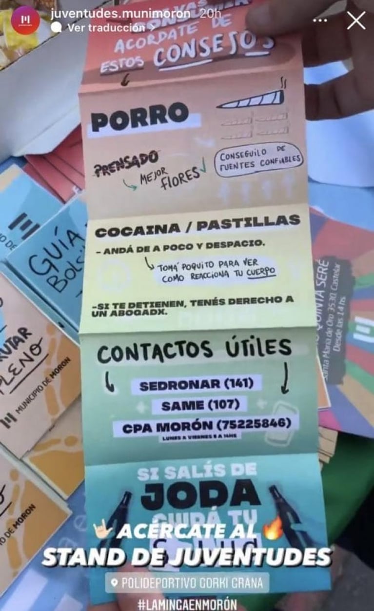 Repudio de la oposición por el folleto sobre drogas de un municipio de Buenos Aires