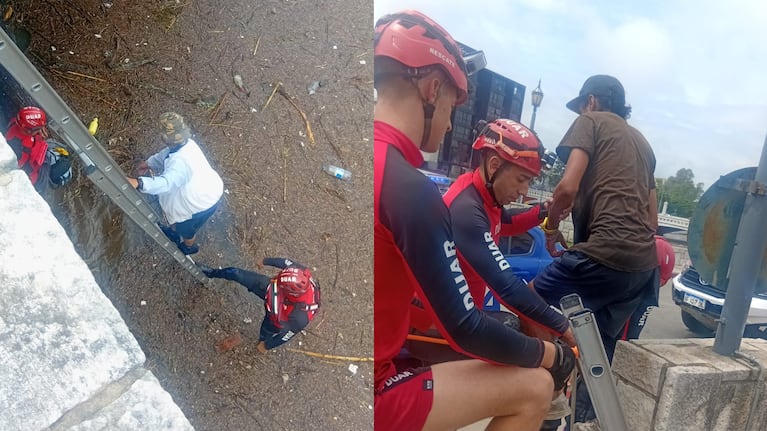 Rescataron a dos personas de la corriente del Río Suquía.