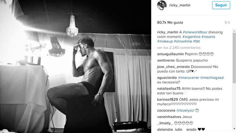 Ricky Martin calentó Instagram con una foto en ropa interior