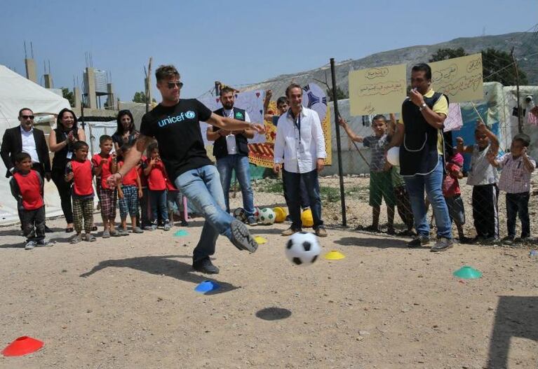 Ricky Martin con refugiados sirios