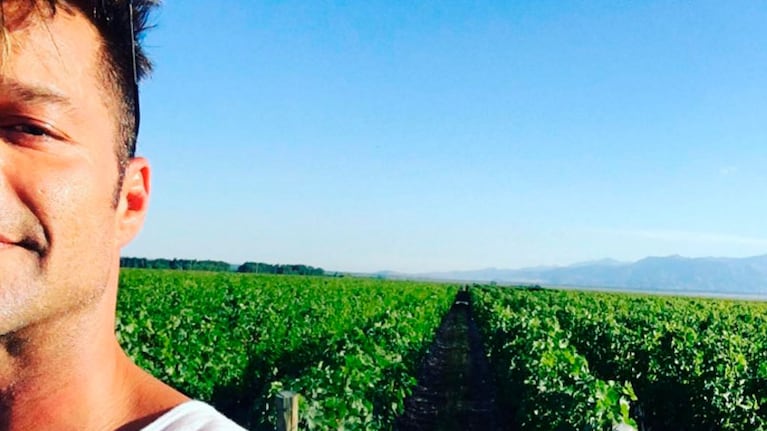 Ricky Martin de gira por Argentina, visitó un viñedo.