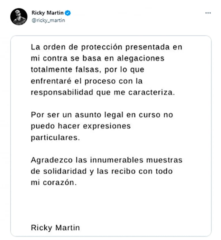 Ricky Martin, denunciado por violencia doméstica: la versión del cantante