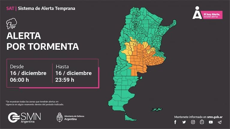 Rigen alertas por fuertes tormentas para Crdoba: las zonas que afectar