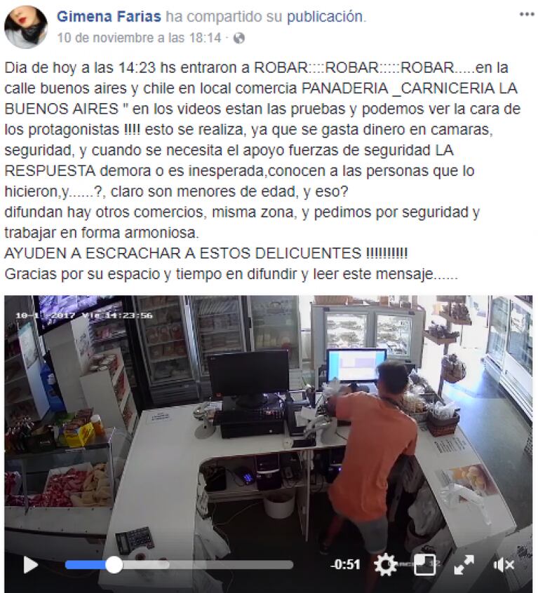 Robaron una panadería y sus familiares pidieron disculpas