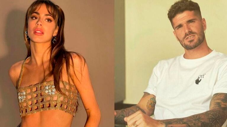 Rodrigo de Paul y Tini se mostraron en las redes con la mimsa remera.