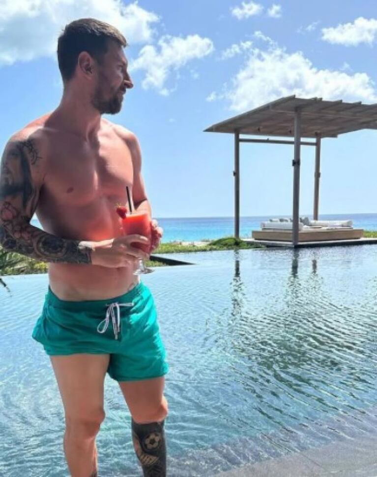 "Rojito", trago en mano y patriota: así pasó Messi el 9 de julio en Bahamas