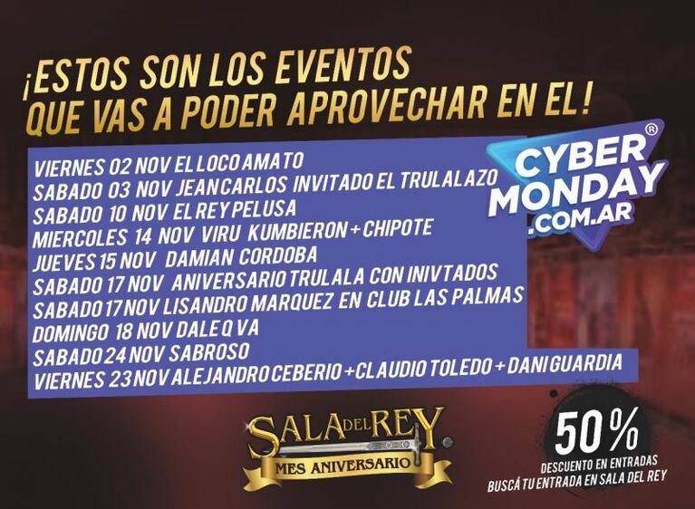 ¡Sala del Rey se suma al Cyber Monday!