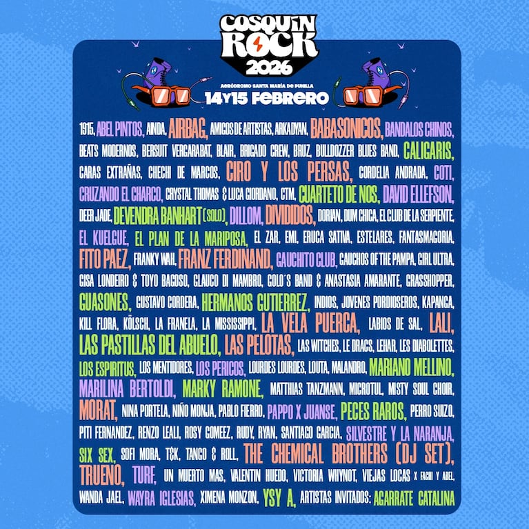 Salió la grilla del Cosquín Rock 2026: figuras internacionales y Abel Pintos como gran sorpresa