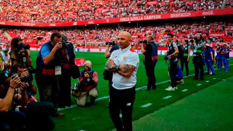 Sampaoli en su último partido como entrenador de Sevilla. Foto: AFP