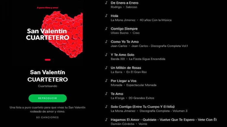 San Valentín cuartetero en Spotify