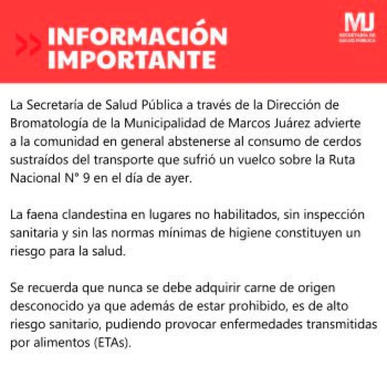 Saqueo de cerdos: identificaron a 30 personas y secuestraron mil kilos de carne