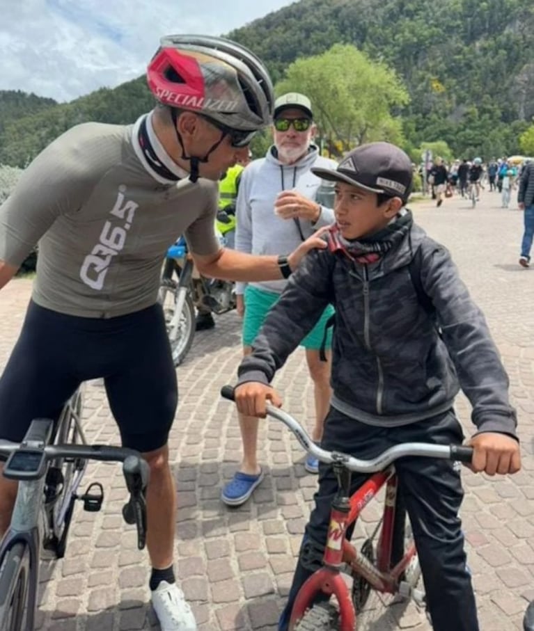 Scaloni junto a Mateo en San Martín de los Andes.