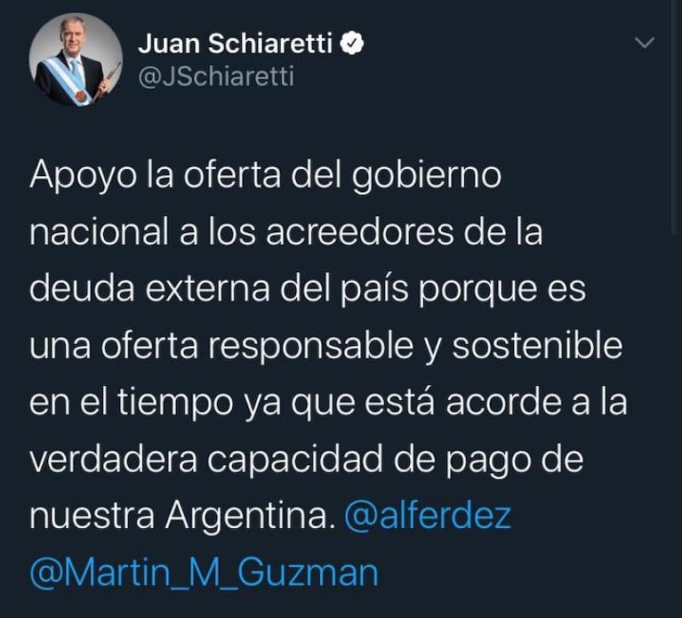 Schiaretti apoyó la propuesta del Gobierno nacional para reestructurar la deuda