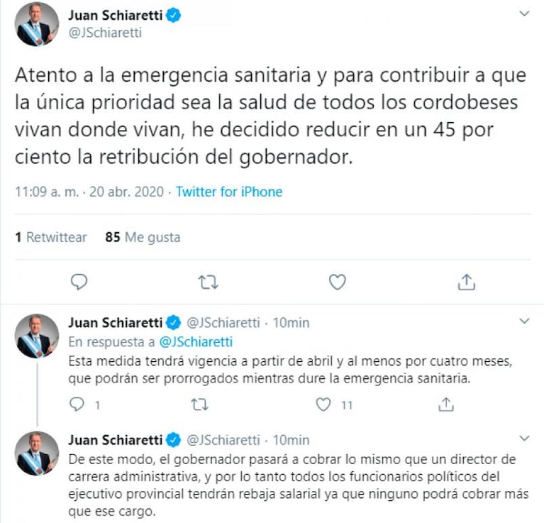 Schiaretti se bajó el sueldo de gobernador durante cuatro meses