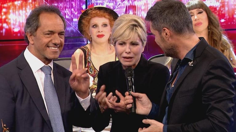 Scioli pasó por Showmatch antes de la veda electoral.