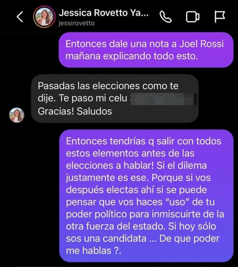 Se conoció un chat de la candidata de De Loredo relacionada a una causa narco