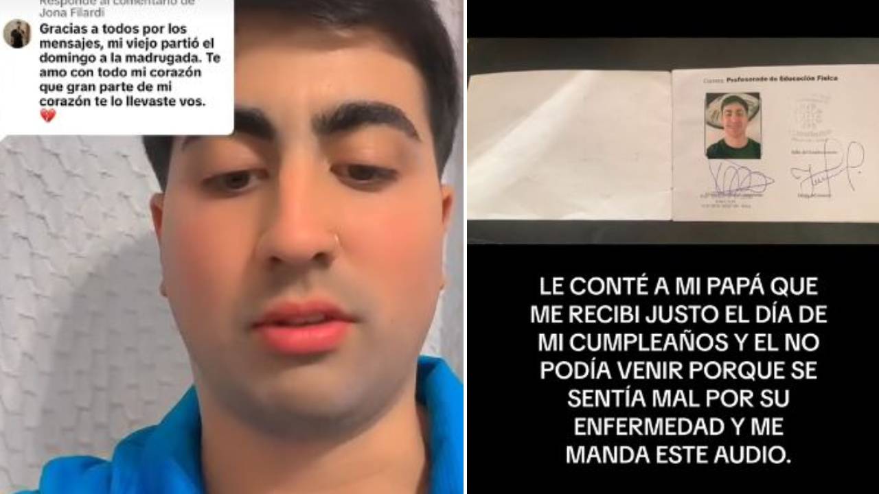 Se recibió, su papá no pudo felicitarlo en persona por una enfermedad y le envió un emocionante audio. Foto: TikTok