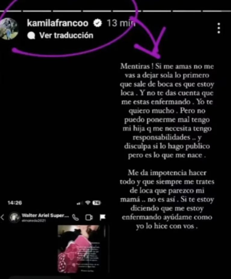 Se separaron Kami y El Moneda y compartieron duros chats en las redes