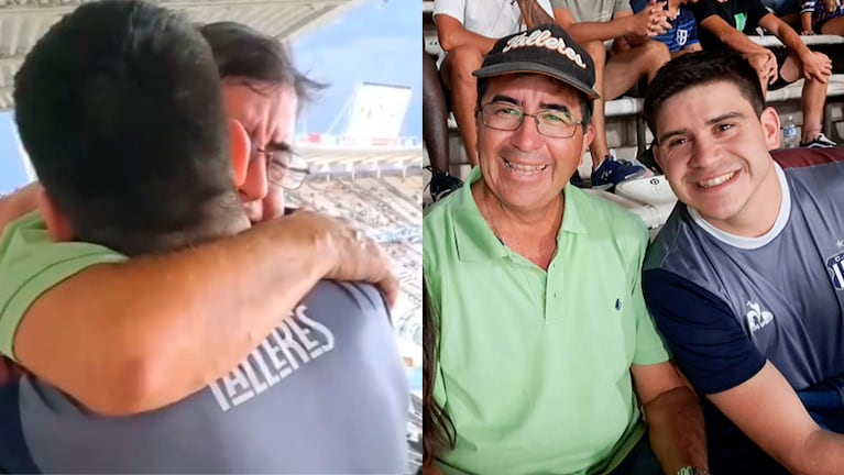 Sebastián sorprendió a su papá Andrés en la platea Ardiles.