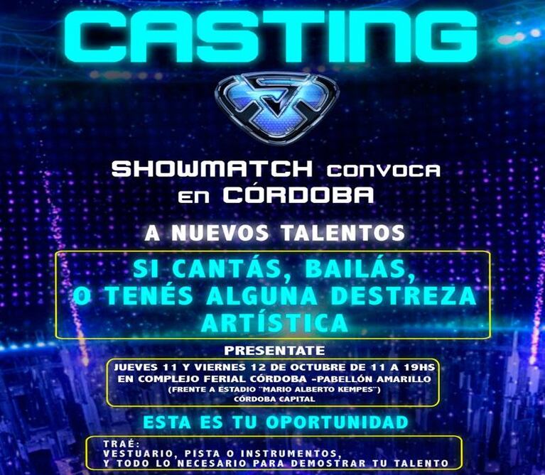 ShowMatch hará un casting en Córdoba para buscar nuevos talentos