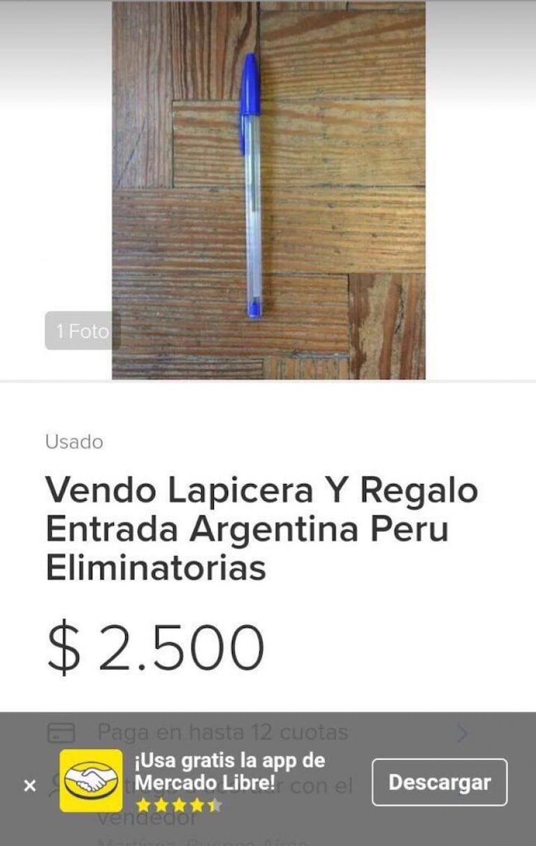 Si comprás una lapicera, podés ver Argentina-Perú