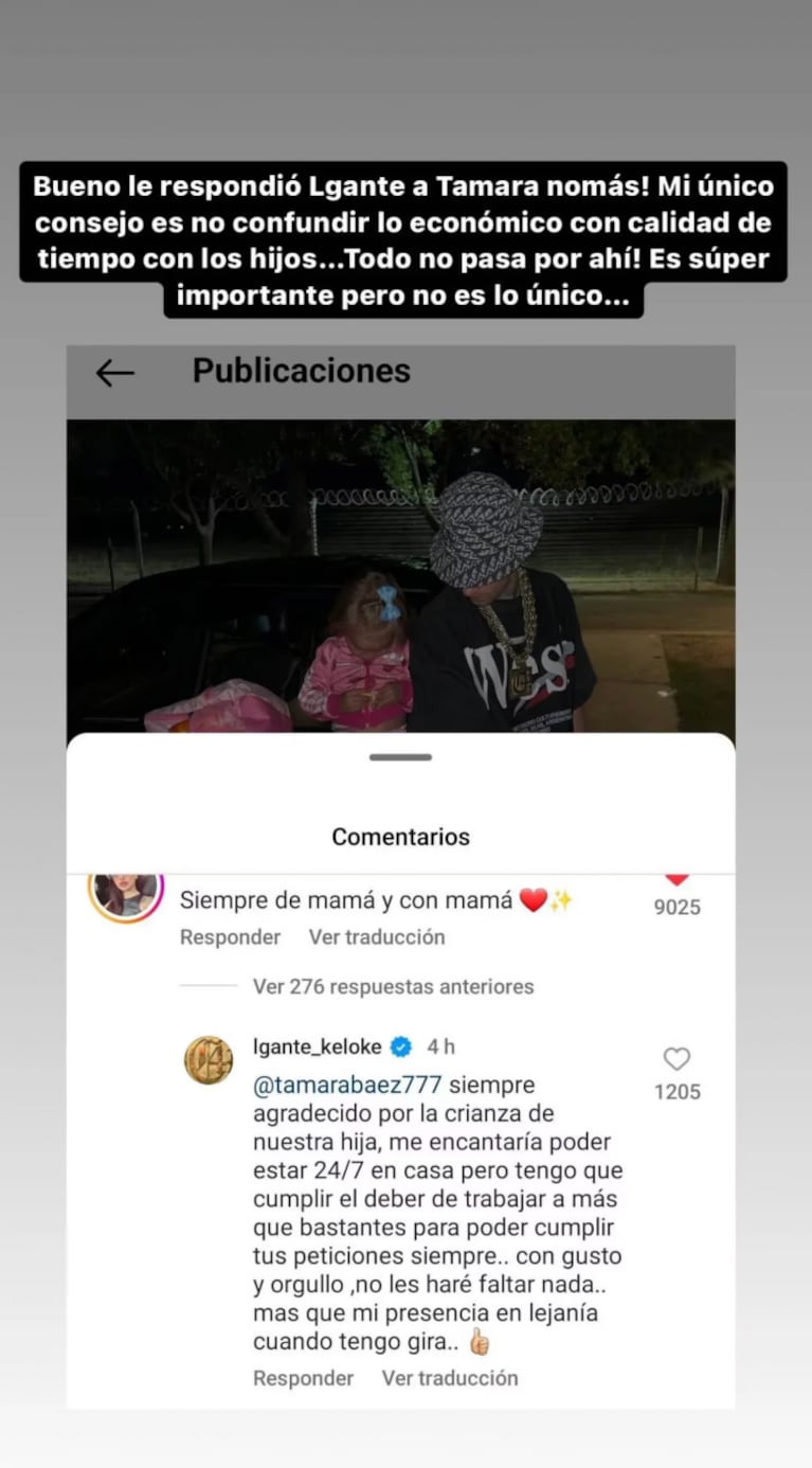 "Siempre de mamá y con mamá", escribió la influencer en el posteo de su expareja.