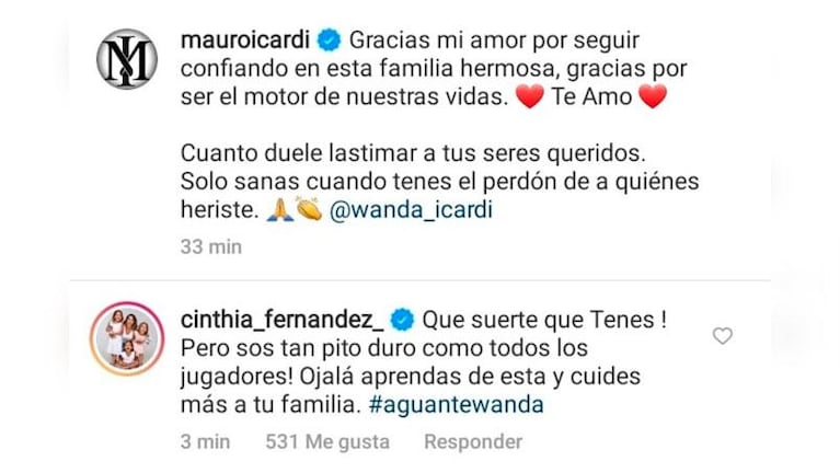 Siguen los cruces: la brutal respuesta de Cinthia Fernández en la publicación de Icardi