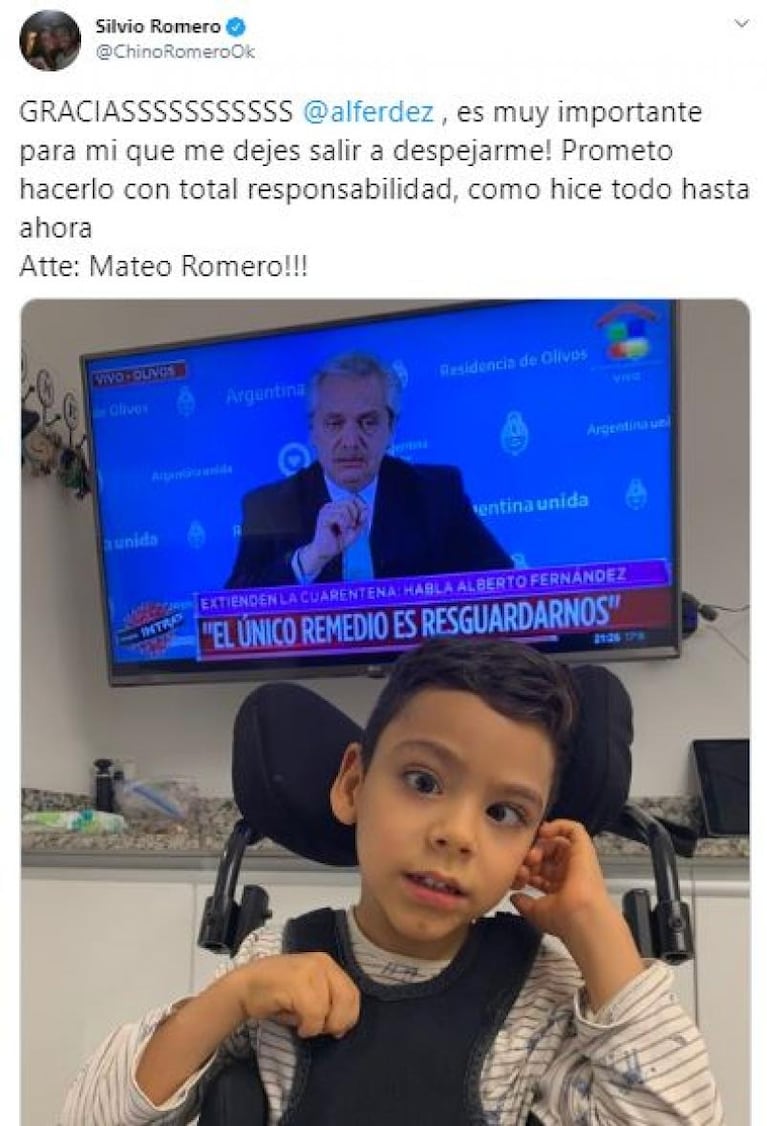 Silvio Romero y su hijo le agradecieron al presidente el permiso para las personas con discapacidad