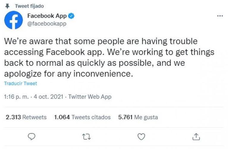 Sin WhatsApp, Facebook ni Instagram: los mensajes oficiales sobre la caída