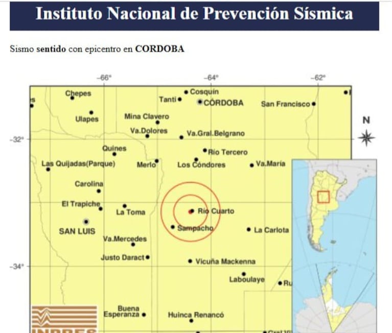 Sismo en Córdoba.
